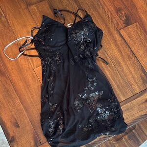Black Sequin Dress with Strappy Back